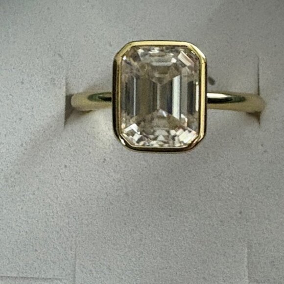 2.5CTW Square Moissanite Solitaire Engagement Ring 14k Yellow Gold Plated - Picture 6 of 6